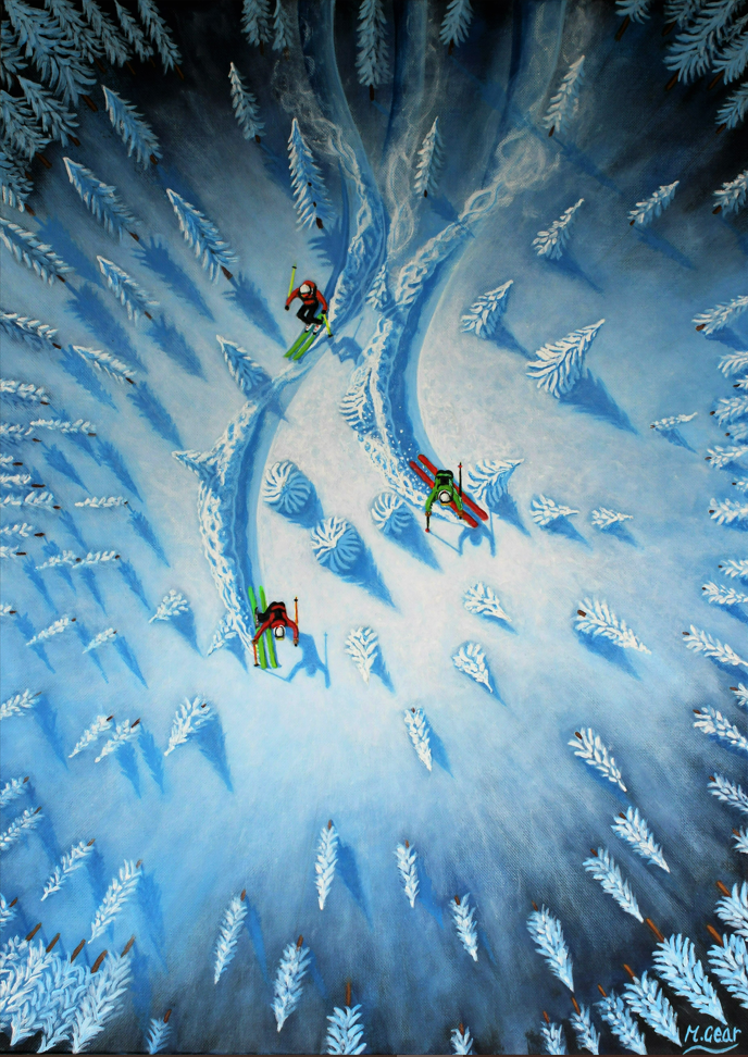 Ski painting and skiing art by Mark Gear