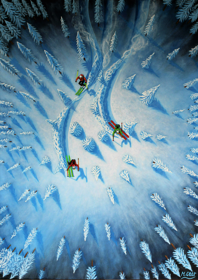 Ski paintings skiing prints All Mountain Performance